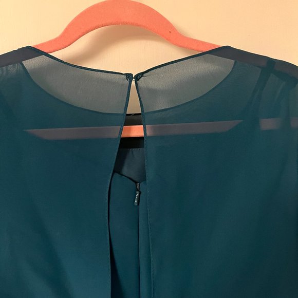 Mermaid Gown in peacock with sheer sleeves - Picture 5 of 7